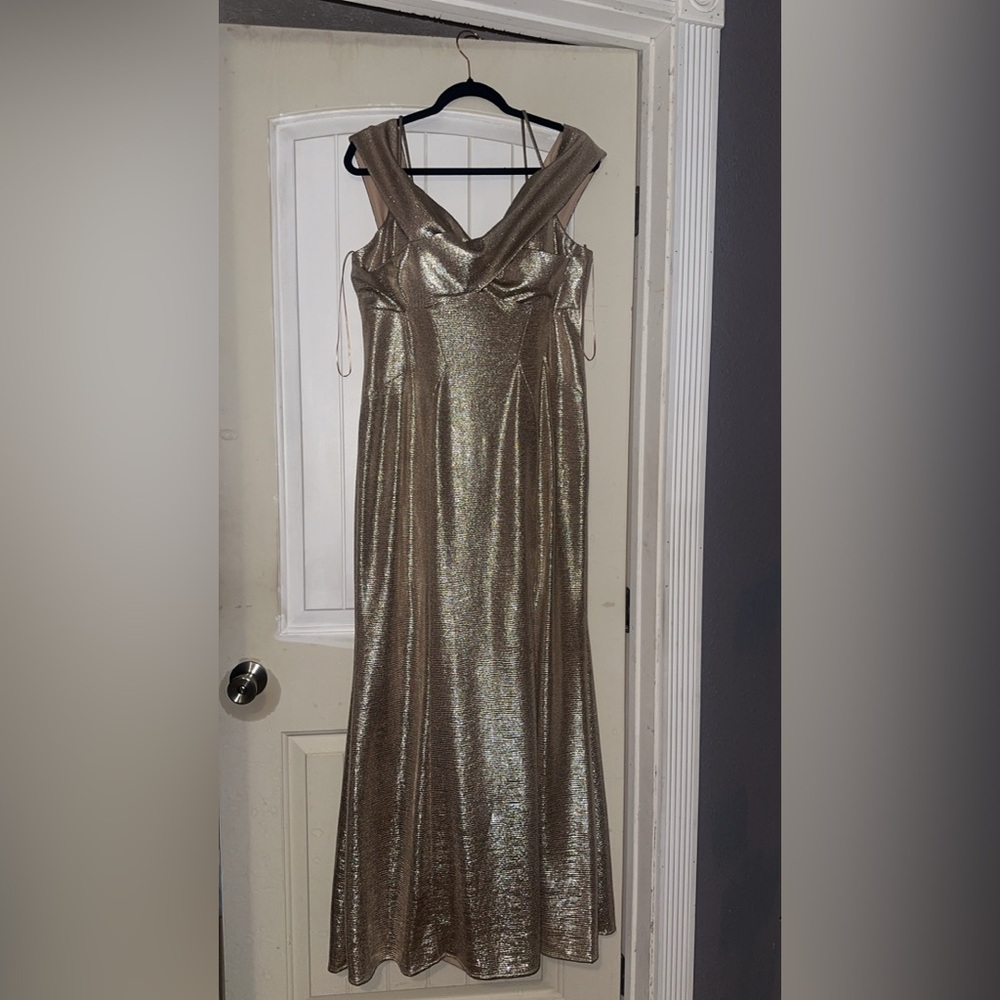 Night Way Collections Metallic Gold Maxi Dress